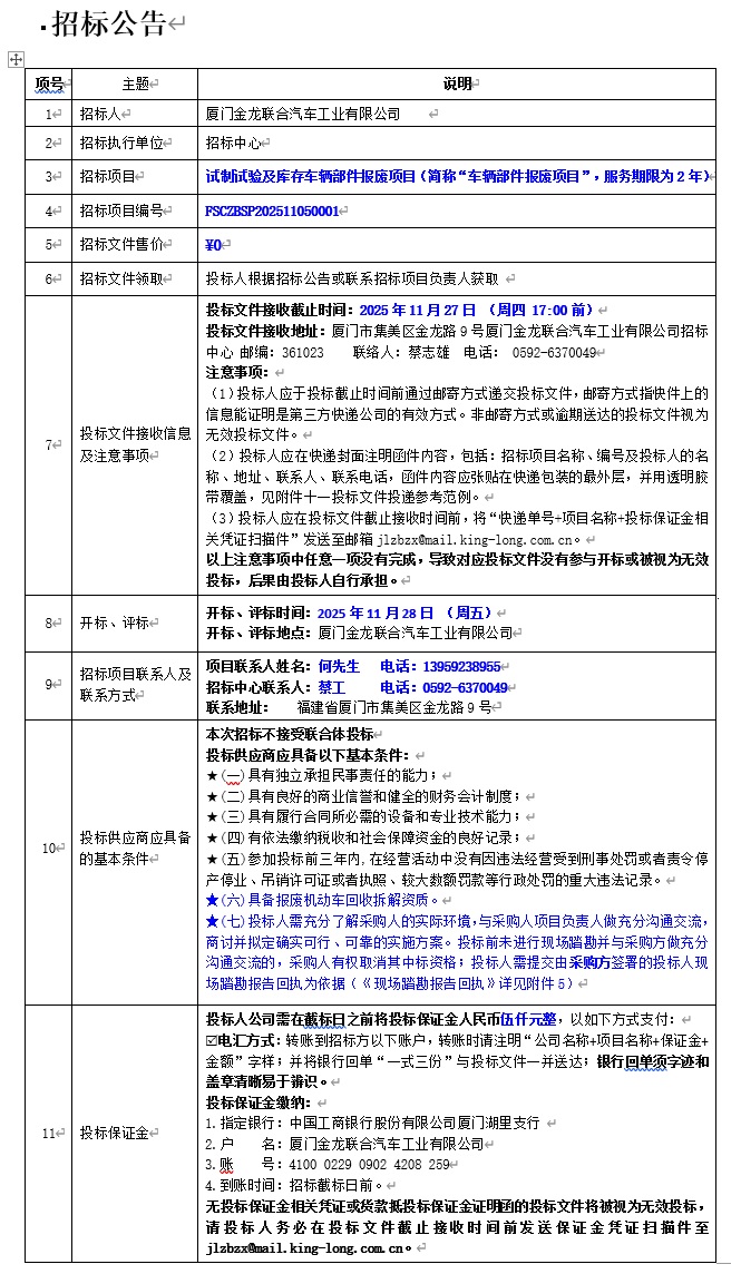 果真招标招标通告-试制试验及库存车辆部件报废项目-2025.11.17